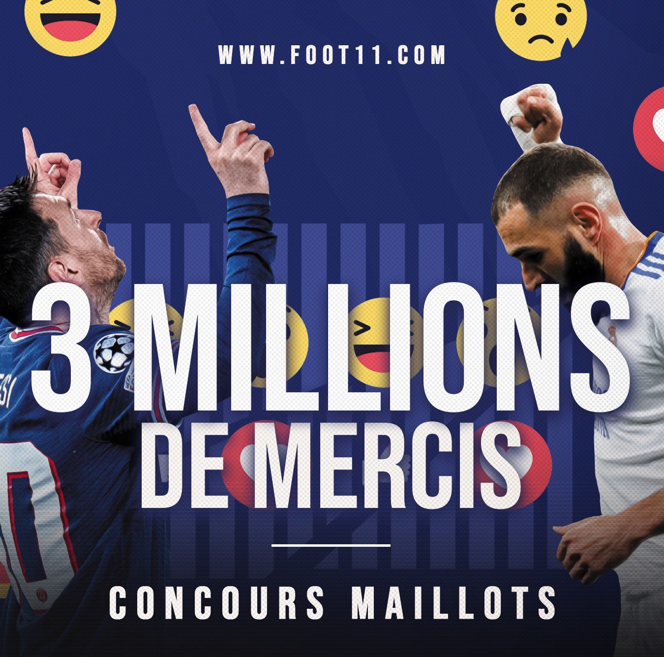 Pour fêter les 3 millions d&#039;abonnés, Foot11 vous fait gagner des maillots !